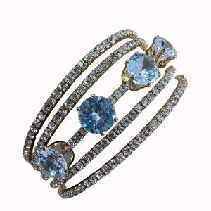Cézanne Womens Gold Rhinestone & Crystal Cuff Bracelet Glam Bling‎ Prom Wedding
